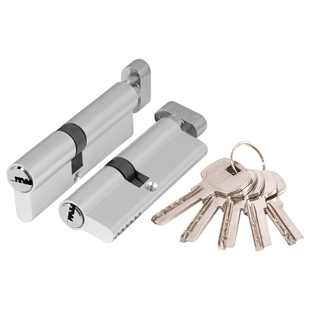 Фото Цилиндровый механизм (AX202/100) AX2002Knob100 (50+10+40) CP хром с вертушкой